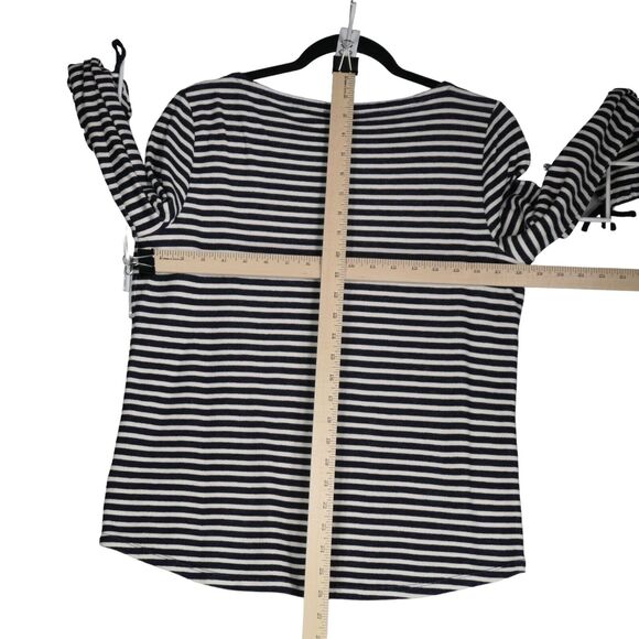 Talbots Knit Top Womens Large Blue White Stripe Nautical Tie Long Sleeves - Picture 7 of 10